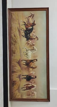 Handmade Painting of Running Horses – 5.5 Feet Wide
