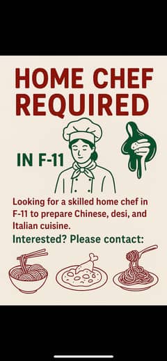Home chef needed in F11