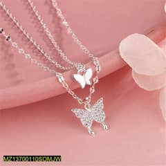 1 PC Alloy silver plated double layered butterfly 