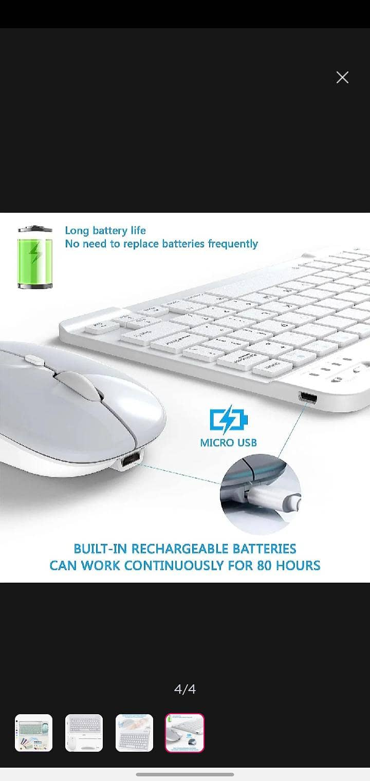 Werless keyboard and mouse combo chargeable 3