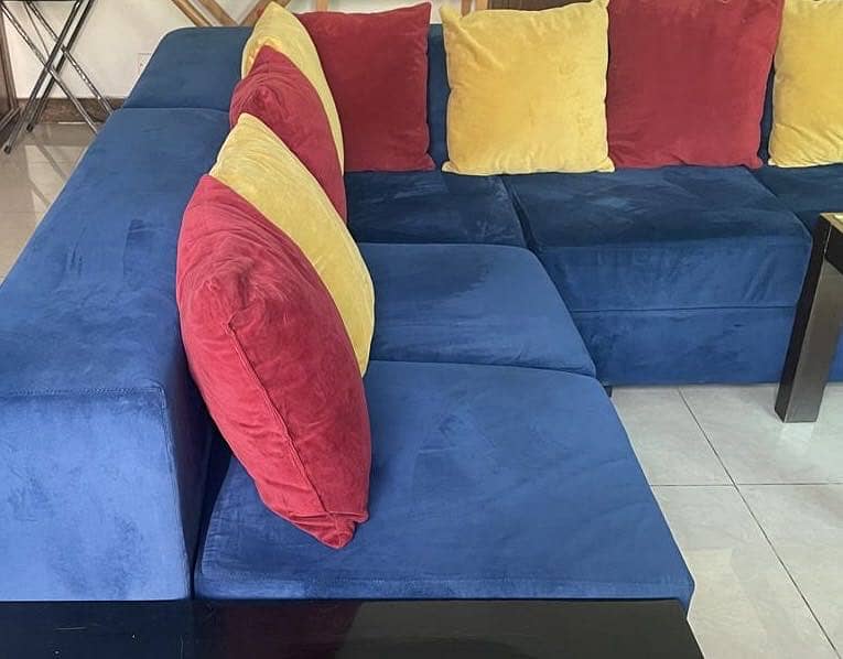 Blue L Shape Sofa 0