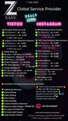 Social media Followers likes views Instagram Tiktok Youtube CapCut pro