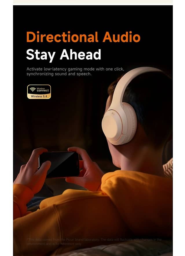 Picun 3D Spatial Audio Bluetooth Over Ear App Support ENC Headset 6