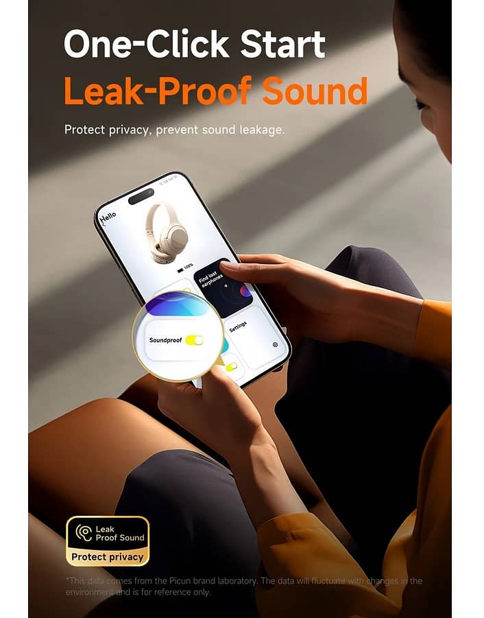 Picun 3D Spatial Audio Bluetooth Over Ear App Support ENC Headset 7