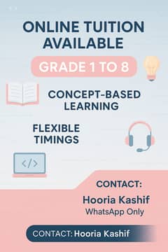 Online Tuition – Grade 1 to 8 | Female Tutor