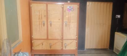 Bed set with side tables safe almari and iron wardrobe urgent sale