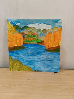 Handmade Nature Landscape Watercolor Painting - 24x24 inch