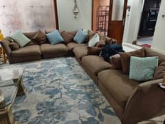 Imported 6-Seater L-Shape Sofa Set + Tables & Chair – Slightly Used