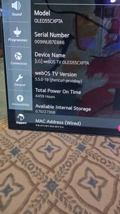55 INCH LG OLED TV 4K SMART WIFI 2160 3840