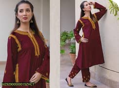 Women's stitches embroidered 2pc shirt and trousers
