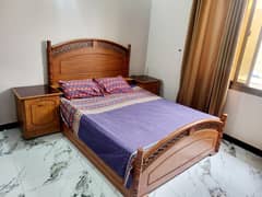 bed with drawers, dressing frame, iron stand.