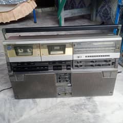 antique Sharp dubble casset tape recorders FM radio