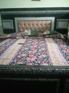 king size bed with mattress dressing table and showcase