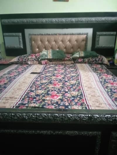 king size bed with mattress dressing table and showcase