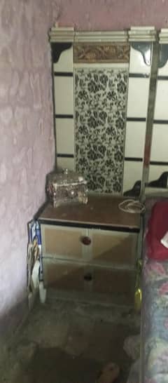 bed and side table dressing table with mattres