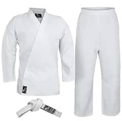Judo+karate uniform  in brand cotton stuff, with a white belt