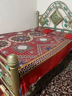 King Size Bed With Matrus And Two Single Chairs, One Double chair