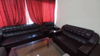 6 Seater Leather Brown Sofas (3+2+1)