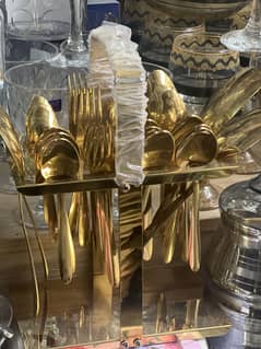 Spoon set in golden plated