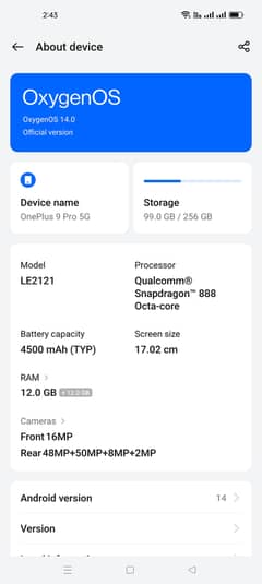 One Plus 9 Pro