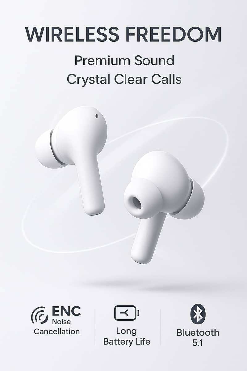 "Bluetooth Wireless Earbuds | AirPods Style | LED Display 3