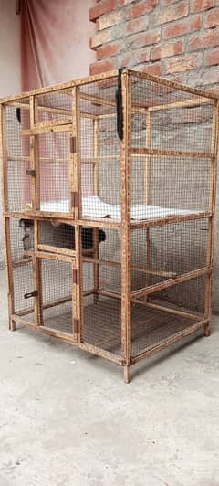 Wooden cage for birds & chickens with heavy metal wire