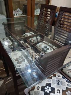 Dining table with six chairs