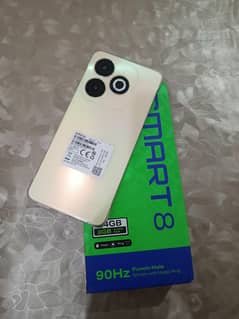 Infinix smart 8 box chrg 10/9 condition 4+4gb /64,gb