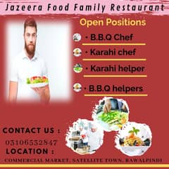 We are hiring for restaurant staff BBQ CHEF || KARAHI CHEF || HELPERS