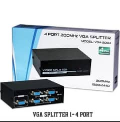 VGA Splitter 4 Port 200 MHZ Contact whattsapp: 03435598606