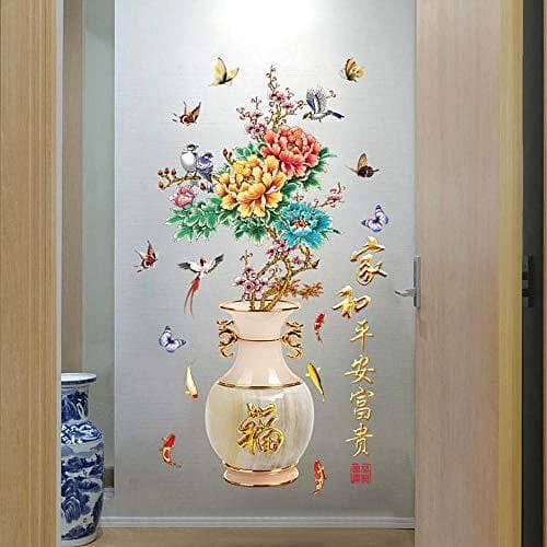 Creative 3D Chinese Style Removable Vase Wall Stickers for Living Room and Porch Decoration, SK2019AB