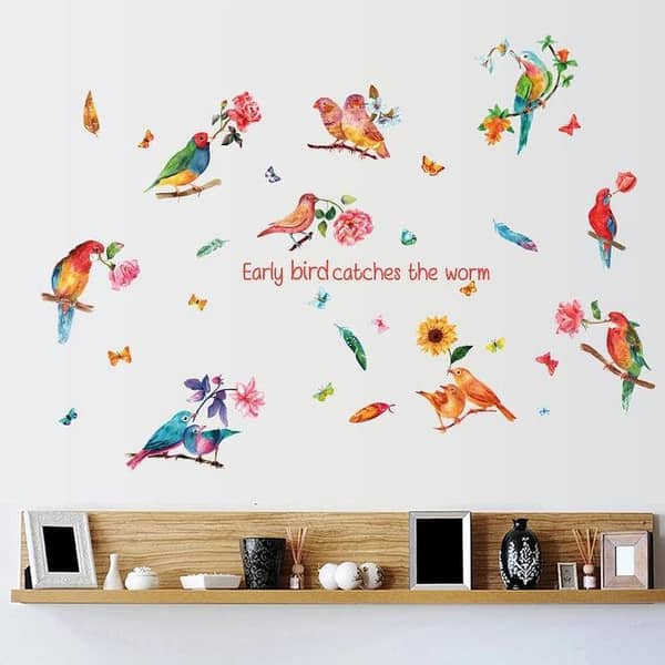 SK9203 Watercolor Parrot Wall Sticker for Home Decoration