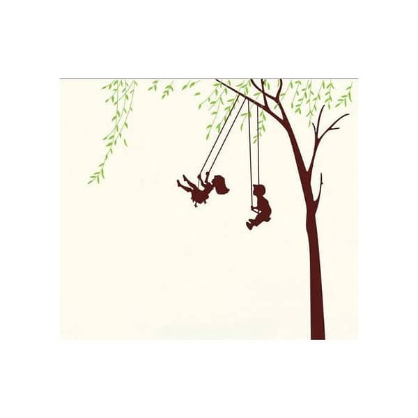 Prettywall Mural Vinyl Wall Sticker for Kids Nursery Room - Swing Big Tree Decor