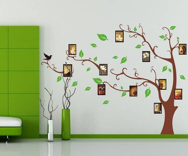AY803A Brown Tree PVC Wall Stickers for Home Decor - Three Generations Series