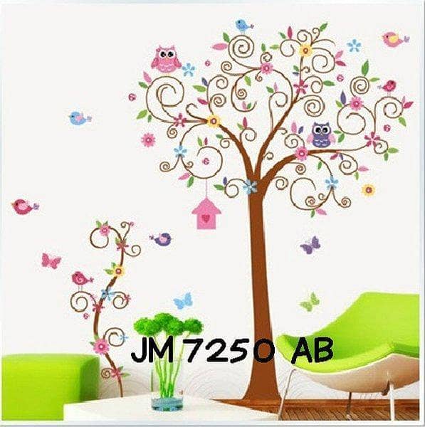 Sevendays JM7250AB Owl Tree Wall Stickers - 2 Piece Set for Kids' Rooms - Large Decor