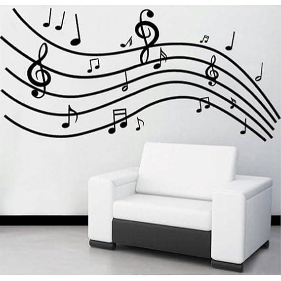 Studio Briana Large Floating Musical Notes Wall Sticker on Staff Vector Art