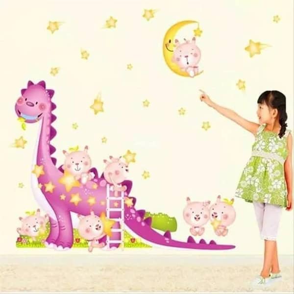 XL8130 Purple Dino Boy Wall Sticker - Animal Wall Decor