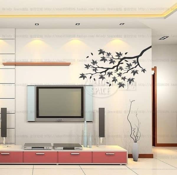 Maple Flower Wall Stickers for Bedroom, Living Room, and Dining Area - Sticker JM7005
