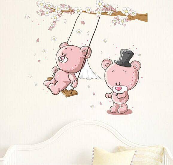 ELOLLAZA JM7234 Cartoon Teddy Bear Wall Decals for Room Decor
