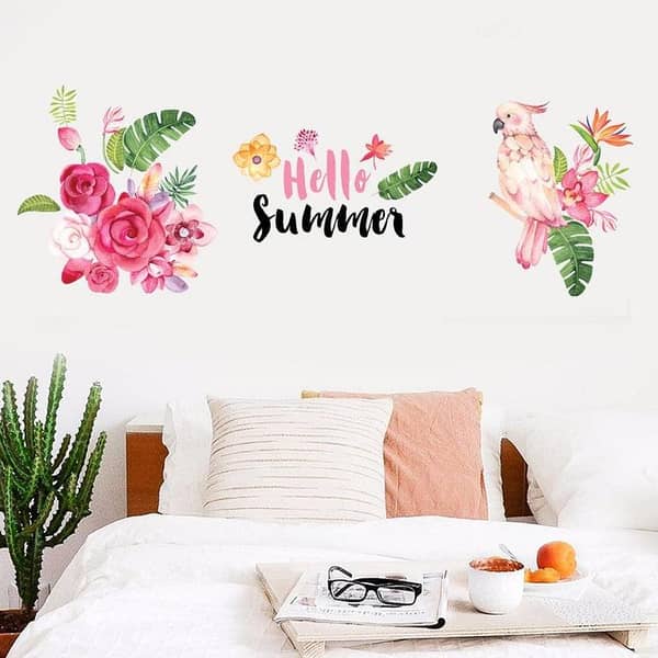 Removable Parrot and Flower Wall Stickers for Living Room, Kitchen, and Bathroom - JM7351 by heatboywade