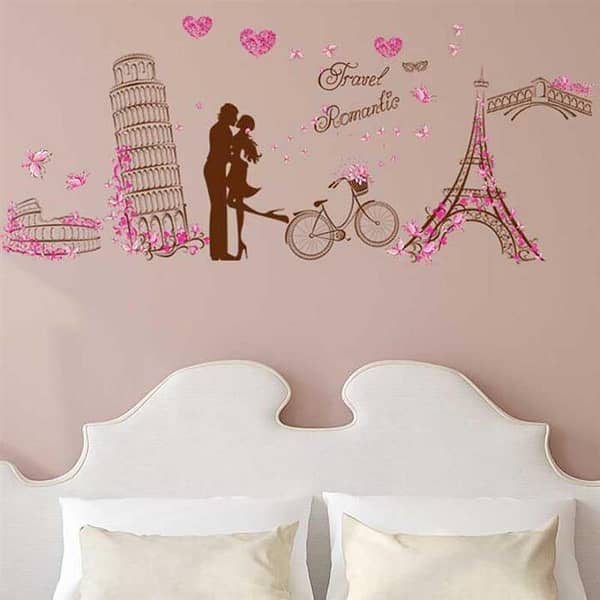 Eiffel Tower Paris Love Wall Sticker - Colorful PVC Removable Wall Decor
