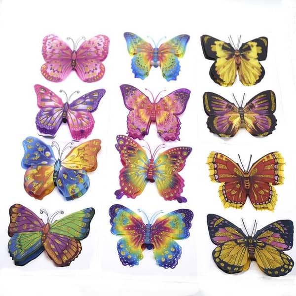 Set of 12 Colorful Butterfly Wall Stickers
