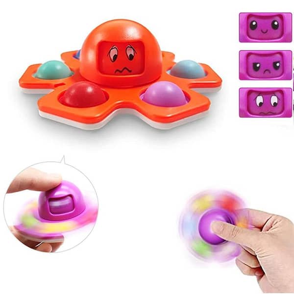 Face Changing Octopus Bubble Pop It Fidget Spinner Toy -  Red