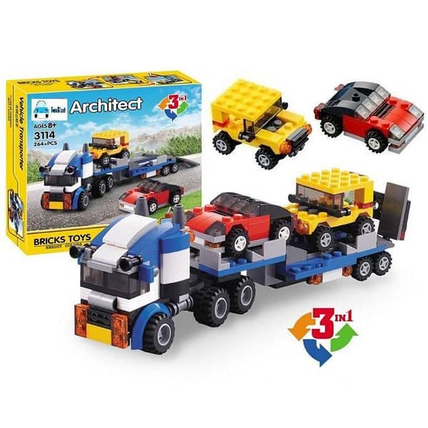 DIY 3 in 1 Building Blocks Bricks Construction Set Toys for Children (Vehicle Transporter)264 Pcs