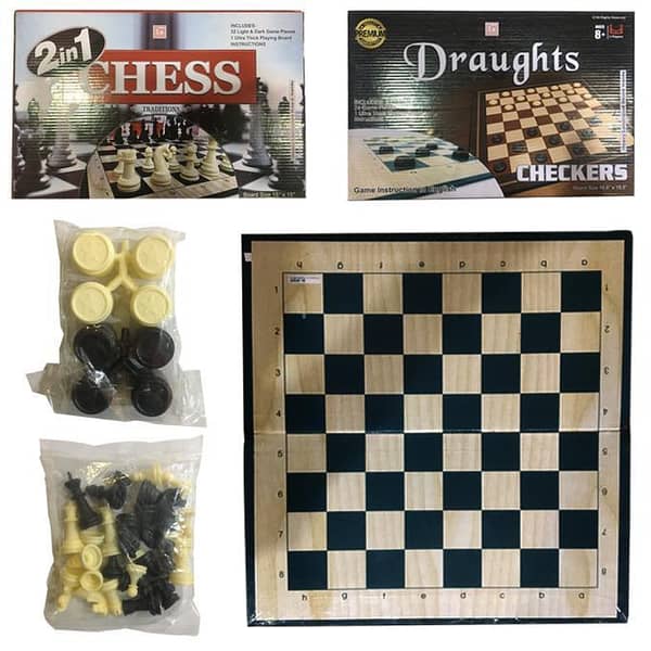 Chess & Draughts 2 in 1 Board Game - Multi Color