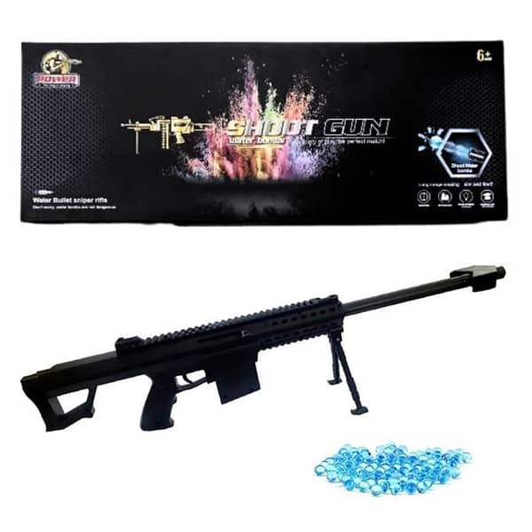Sniper Toy Gun with Water Absorbent Balls for Kids - Manual Reload Gel Blaster - 26-Inch Black Model