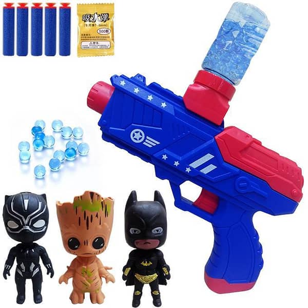 Captain America 2-in-1 Gel Blaster and Dart Toy Gun with 3 Mini Action Figures