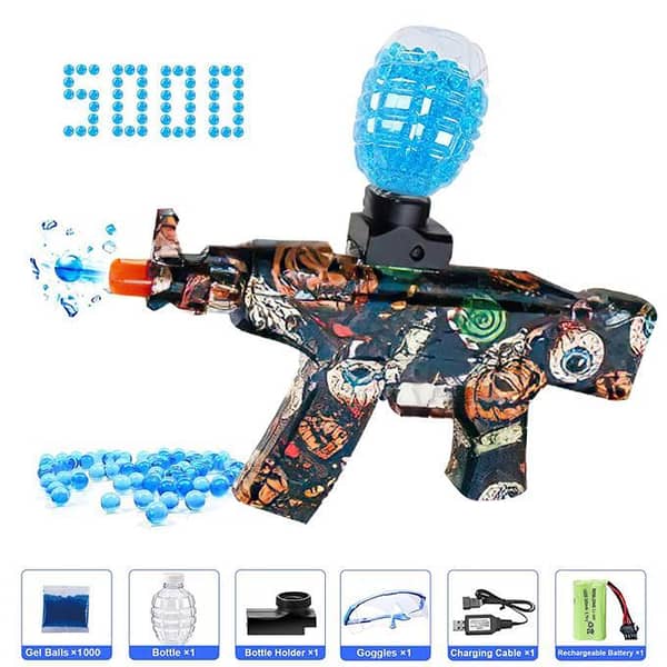 A-47 Rechargeable Electric Gel Blaster Toy Gun with 5000 Gel Balls - Black
