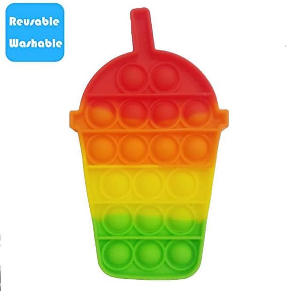 Push Pop Bubble Fidget Spinner Pop It Silicone Toy - 6 inches - Rainbow Slushee Shake Juice Cup