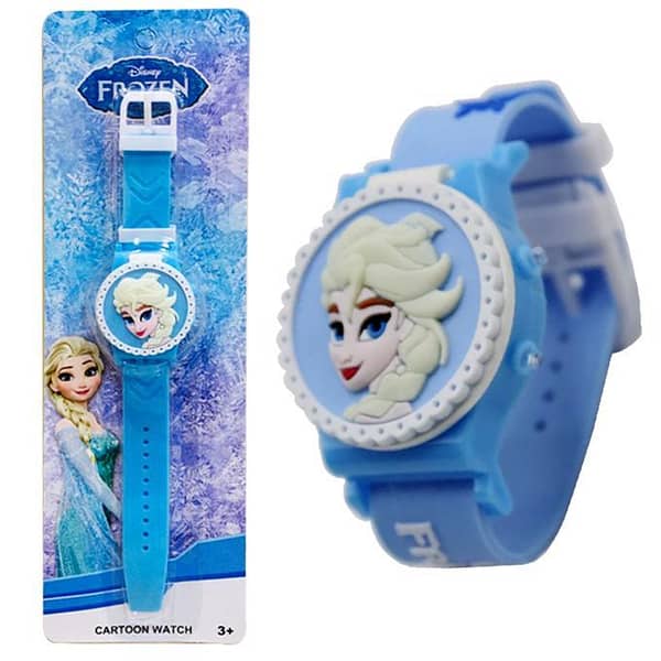 Blue 3D Frozen Princess Elsa Wrist Watch for Girls